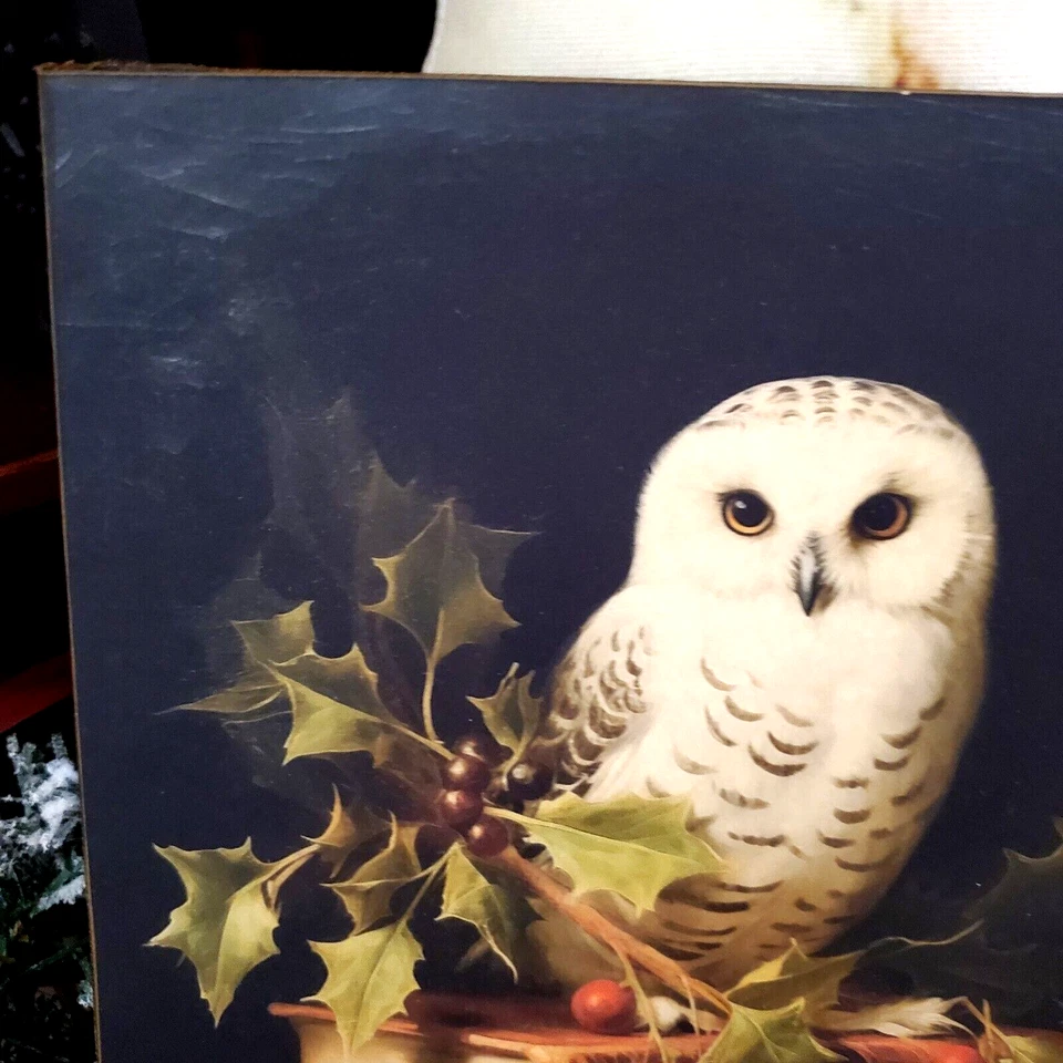 STEAMPUNK GOTHIC PRIMITIVE VICTORIAN VINTAGE STYLE CHRISTMAS OWL PORTRAIT SIGN - Image 4 of 4