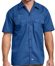 Dickies work Shirt short sleeve Royal Blue Button up 1574RB