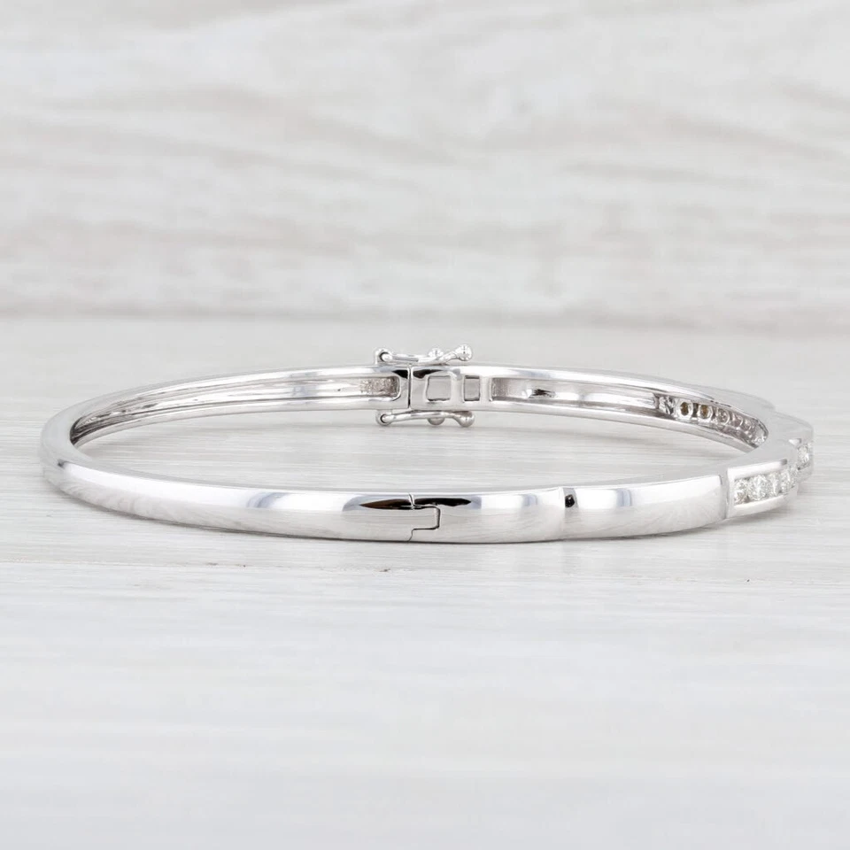 New 0.84ctw Diamond Bangle Bracelet 14k White Gold 7" Stackable - Image 3 of 4