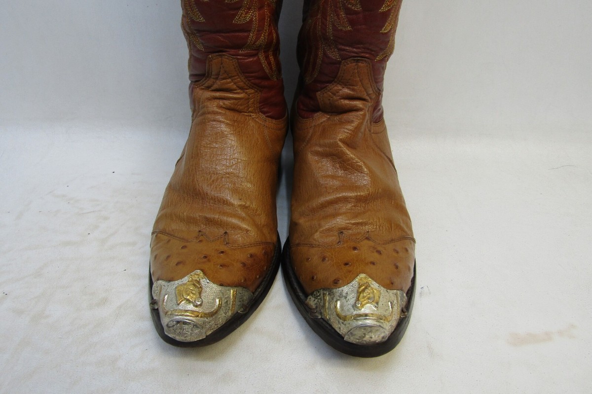 Cuadra Mens Size 7.5 D Brown Leather Ostrich Metal Cap Toe  display picture 1