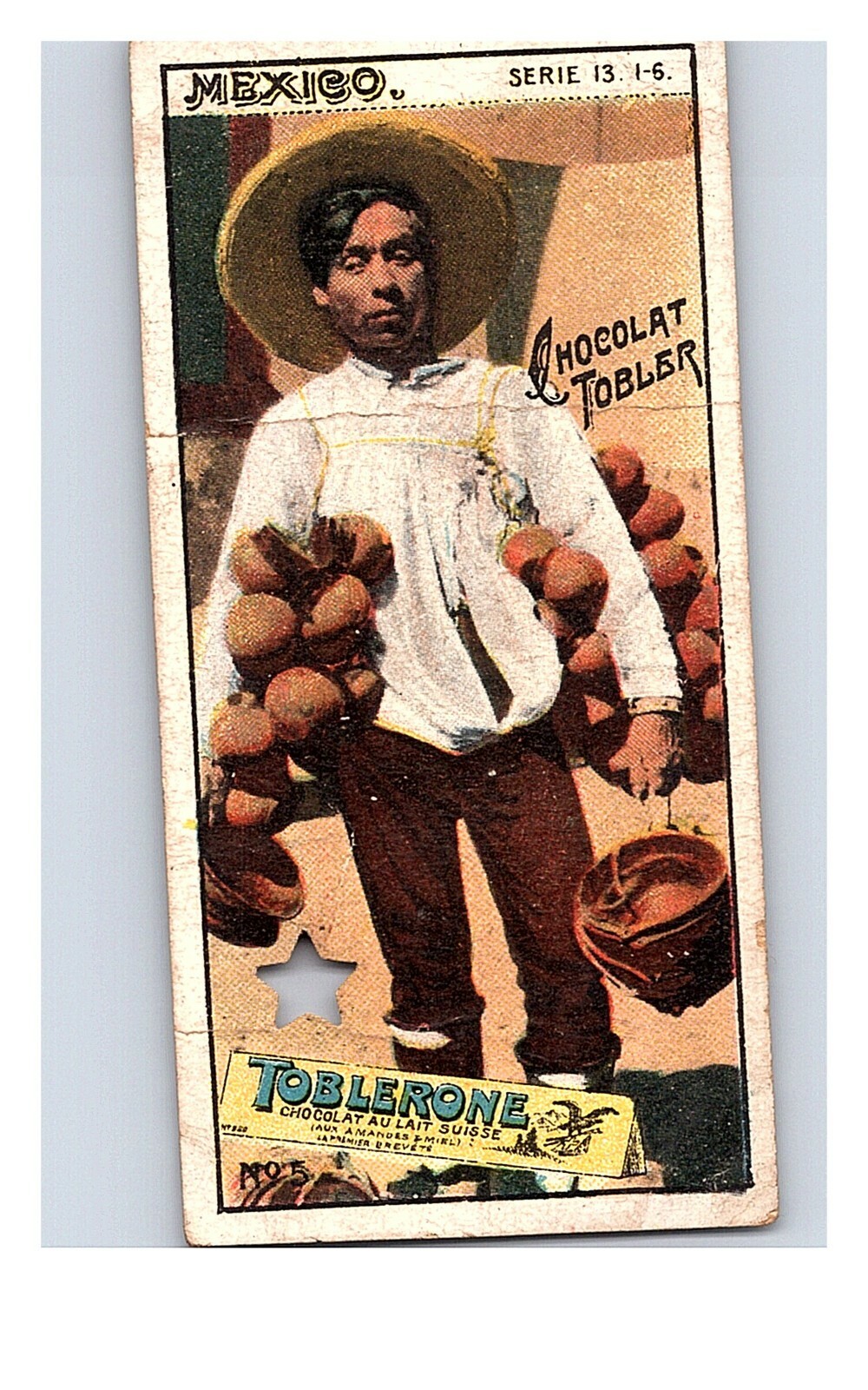 Vintage 1890's Victorian Trade Card Toblerone Swiss Chocolate - Mexico Farmer
