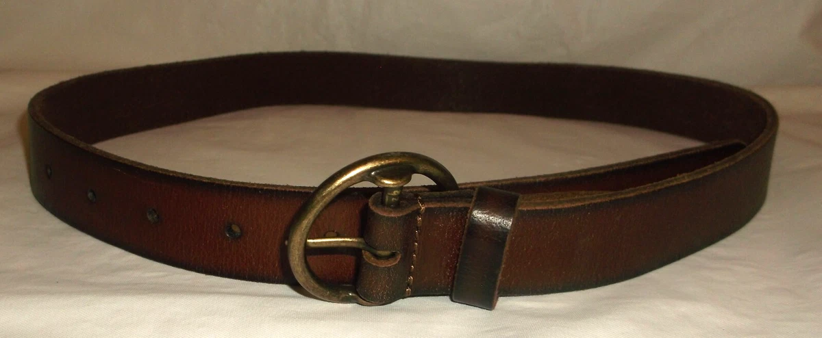 VINTAGE HOLLISTER EXTRA WIDE Brown Leather Belt Silver Buckle RARE 41\
