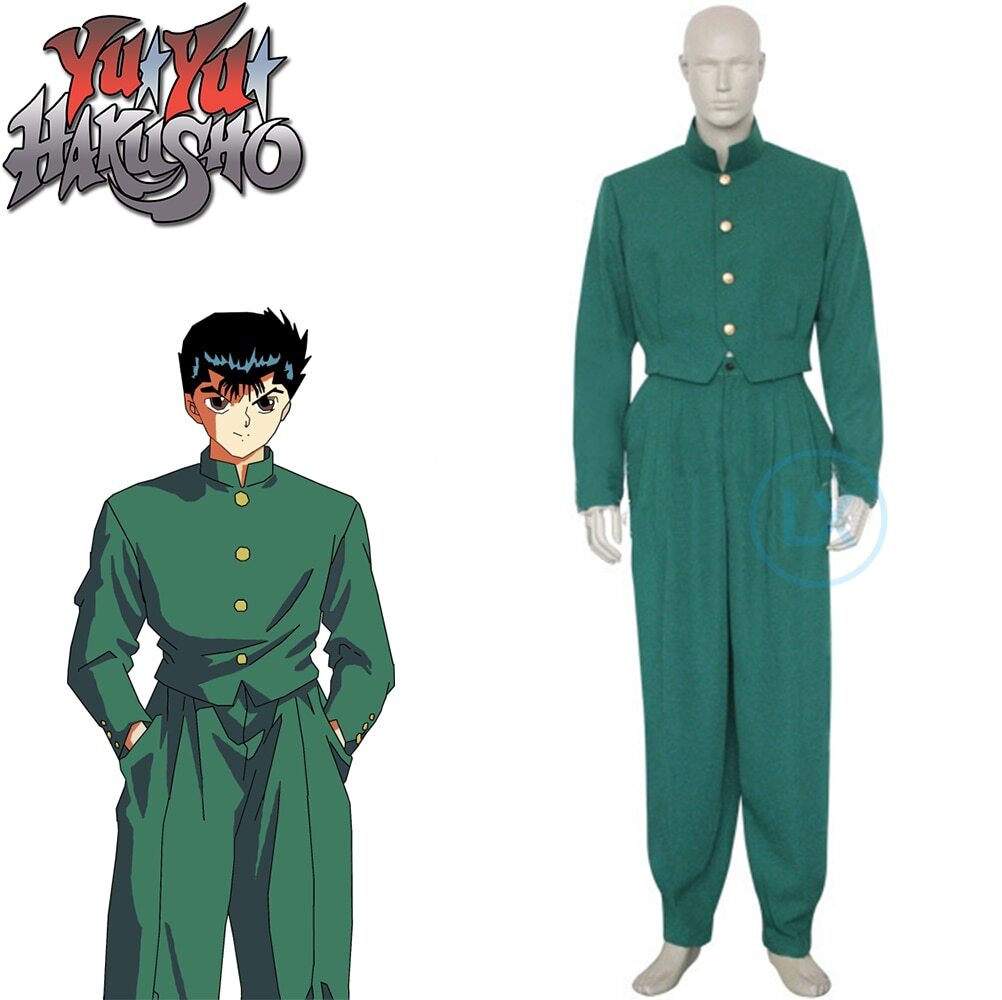 Anime Yu Yu Hakusho Yusuke Urameshi Cosplay Costume Green Full Set