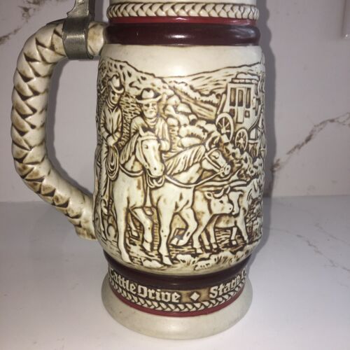 Vintage 1980’s Avon Cattle Drive Stein (cattle drive,stage coach,chuck wagon) - Picture 1 of 9