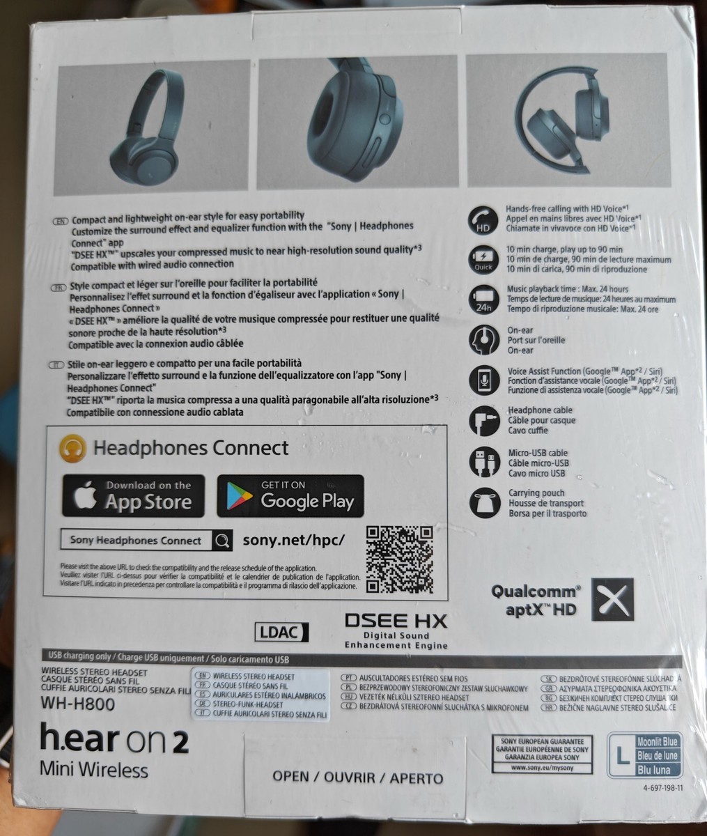 SONY WH-H800 h.ear on 2 mini Wireless Bluetooth Hi-Res Moonlit