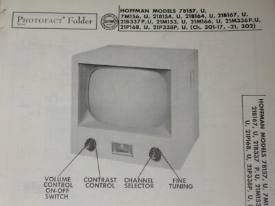 Original Sams Photofact Manual HOFFMAN 7B157, U, 7M156, U, 21B154, U (254)