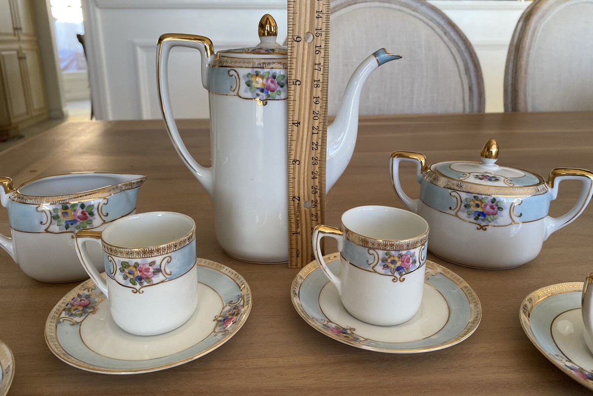 Vintage Noritake Demitasse Tea Coffee Set - Service for 4 - Floral
