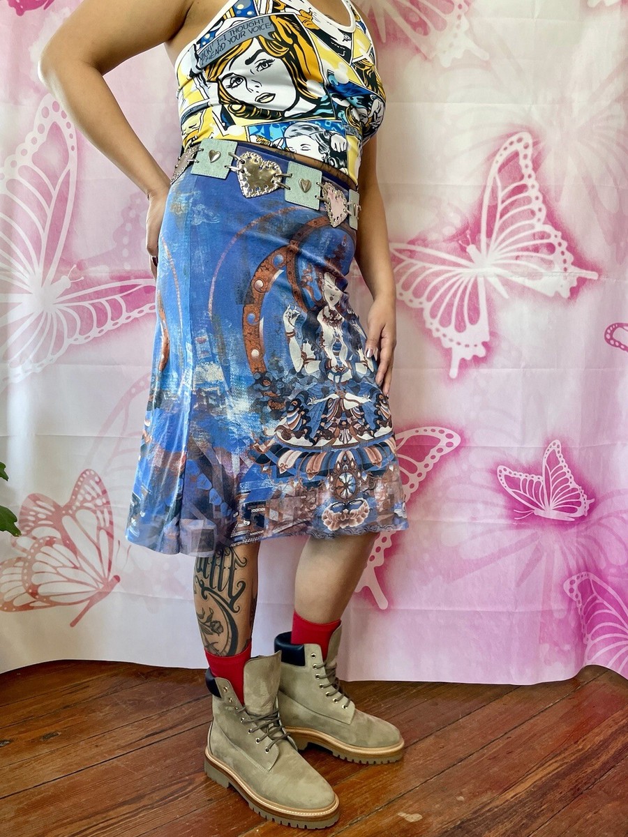 90s Vivienne Tam Buddha Printed Mesh Skirt sz 1 RARE | eBay
