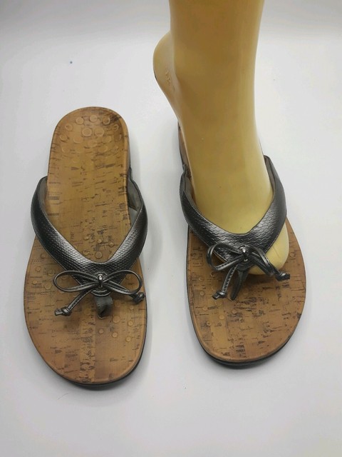 Women's Vionic Orthaheel Cassie Pewter orthotic bow tie thong sandals size 11 | eBay