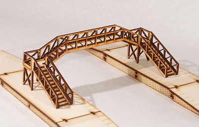 FB001 Bahnsteig Fußgängerbrücke zweigleisig Spannweite Spurweite OO Modell Laser geschnittener Bausatz