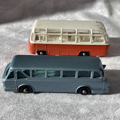 Vintage Lot Of 2 Matchbox Lesney Leyland Royal Tiger Coach & Mercedes Coach Good