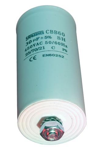 Condensateur moteur de démarrage / permanent 30µF 30uF 450V à cosses + vis CBB60 - Picture 3 of 5
