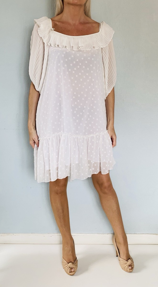 Robe en mousseline de soie plumetis CHLOE