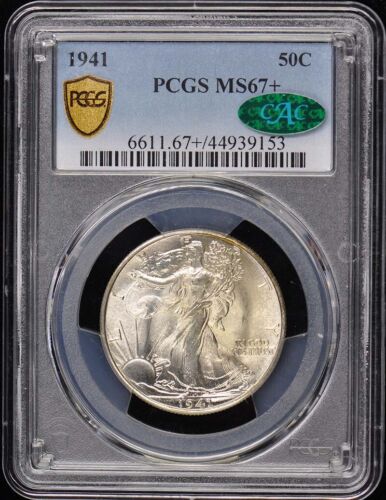1941 50C Walking Liberty Half Dollar PCGS MS67+ (CAC) - Picture 1 of 5
