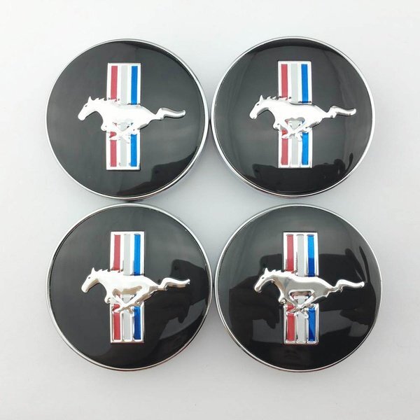 4 Black Wheel Center Caps For Mustang Cobra GT Horse Rim Hub Hubcaps