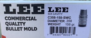 90327 LEE Commercial 6 CAVITY BULLET MOLD Dia .358Wgt 158 Gr C358-158-SWC NEW