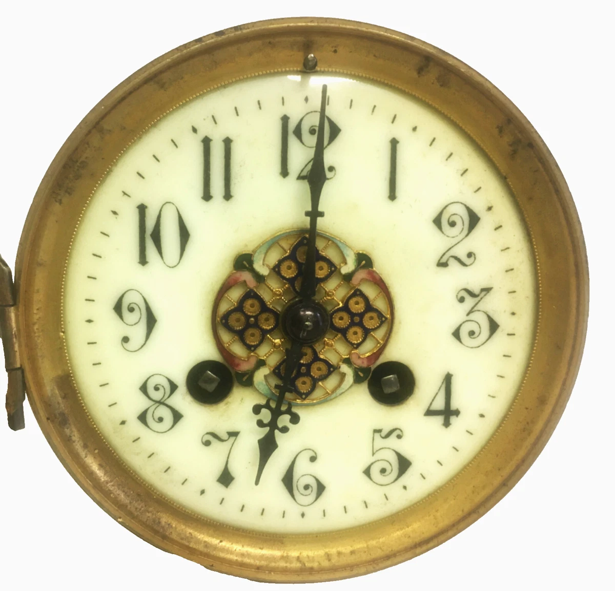 Balancier D'horloge Ancien Fin 19ème / Début 20ème - Laiton, émail Et Fer - À Restaurer
