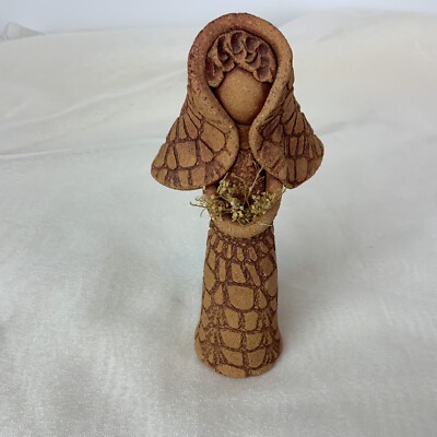 Terracotta  Woman Getting Married  Vintage Figurine - Holding Dry Flowers Signed