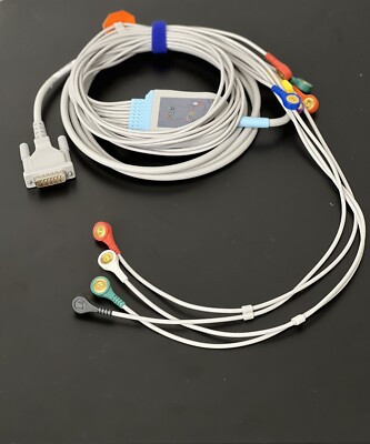 Mortara Burdick 15 pin 10 Leads Snap EKG Cable Compatible - Same Day Shipping