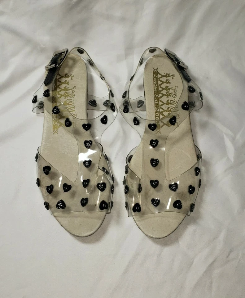 Sandalias F-Troupe para mujer talla 5,5 EUR 36 correa corazón transparente Fairycore Foto 2 de 4