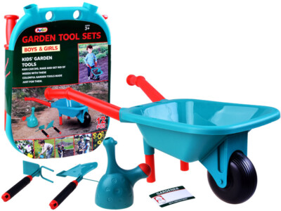 Mini Garden Set Gartengeräte Kinder Pflanzgeräte Gießkanne Schubkarren NEU JO