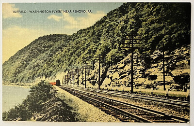 Renova Pennsylvania 571 Train Buffalo Washington Flyer Postcard c1940