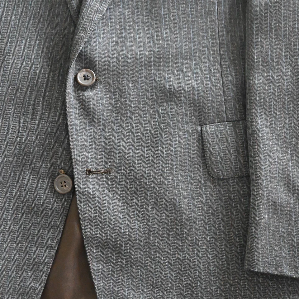 Vtg Christian Brooks USA Made 44R 36x32 Brown Stripe Wool Mens Jacket Pants Suit - Image 3 of 4