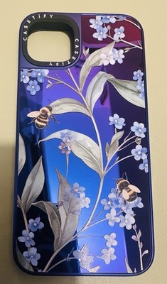 Casetify Mirror Magsafe Case For Apple iPhone 14 Plus, Purple Bumble Bee Flowers