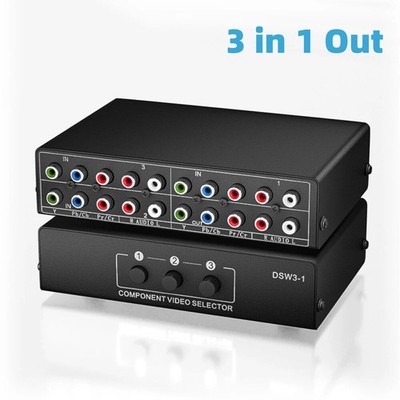 5 RCA RGB Component Video Switch Selector Box AV Switcher 3-Way YPbPr Cable 