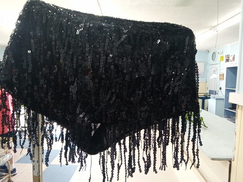 Yollmart Black Sequins Tassel Booty Shorts Dance Tour Festival Bottoms XL - Picture 5 of 5