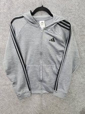 Adidas Youth XL 18/20 Lightweight Jacket Hoodie Gray Front Pockets  Zipper