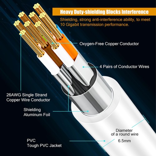 Cat 8 Ethernet Cable 30ft, Outdoor&Indoor, Heavy Duty High Speed 26AWG Cat8 L... - 第 2/6 張圖片