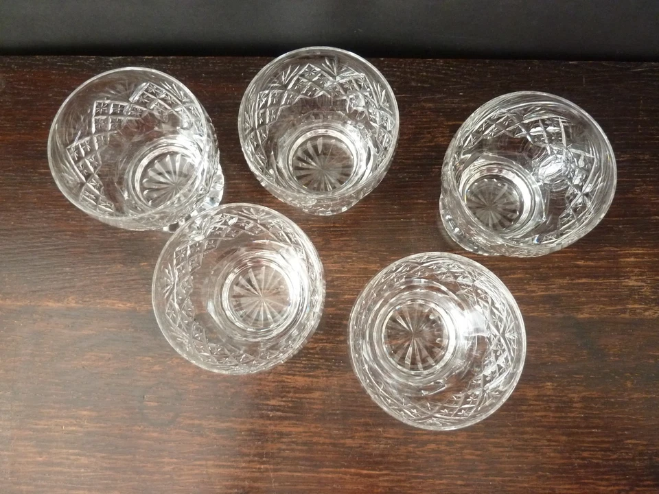 5x Vintage Webb Corbett "Tutbury Castle" Crystal Whisky Tumblers Glasses h8,9cm - image 4 of 4