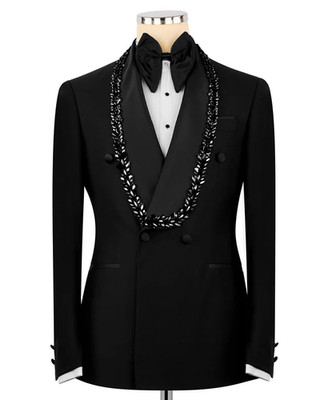 Luxury Mens Suits Formal Prom Slim Fit Single Breasted Appliques Beading Sequins