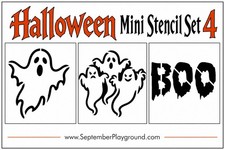 Really Great Stencils, Halloween Mini Stencil Set 4, 3 Pcs, 3" Ghosts BOO Scary