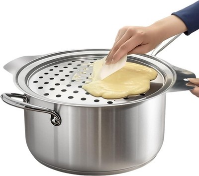 Stainless Steel Spaetzle Maker with Plastic Scraper for Dumplings and Noodles