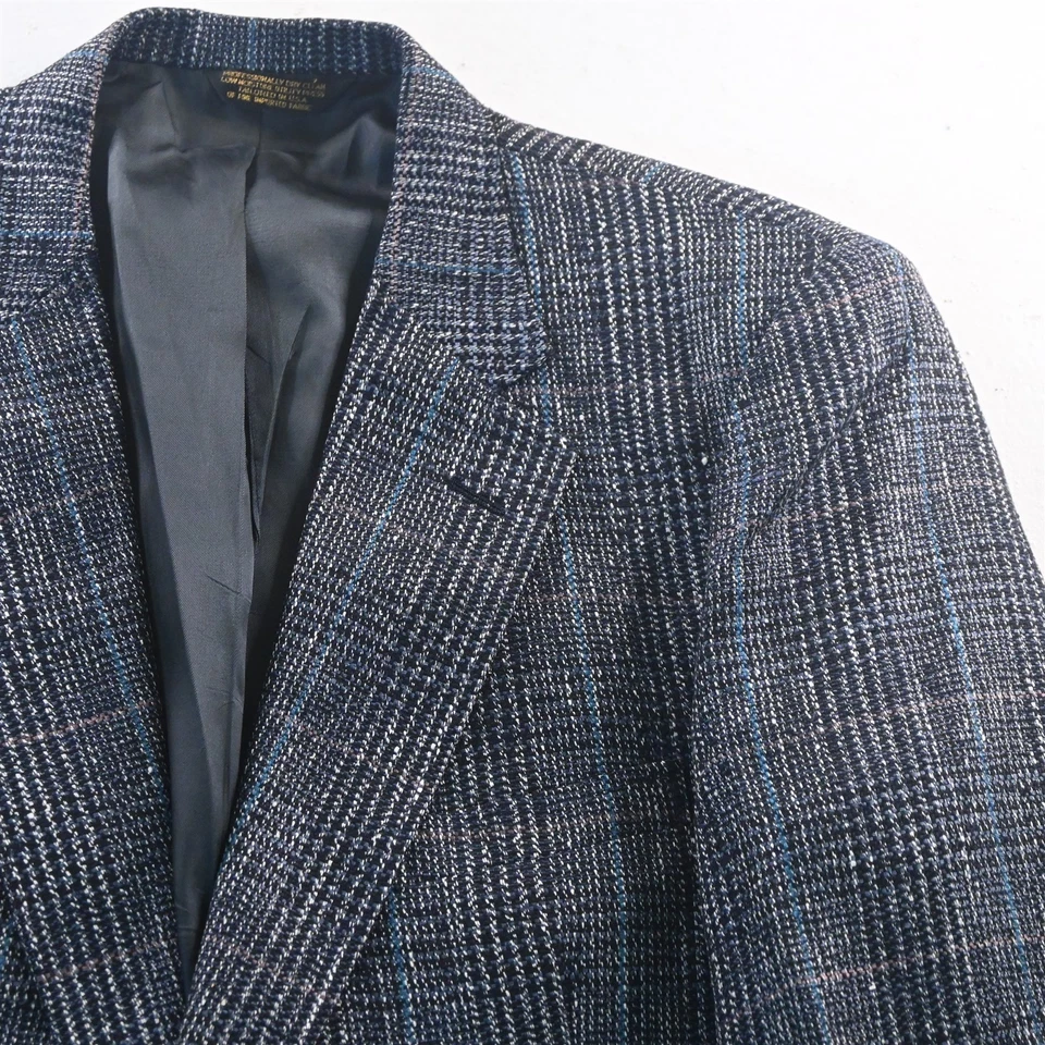复古 Barrister 42R 蓝色格子柔软粗花呢男式西装外套运动外套 — 第 2/4 张图片