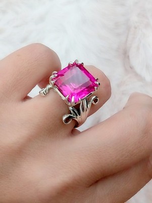 Seltener 6 kt Lab Created Rubin Solitär Ring Sterlingsilber S6 8 g