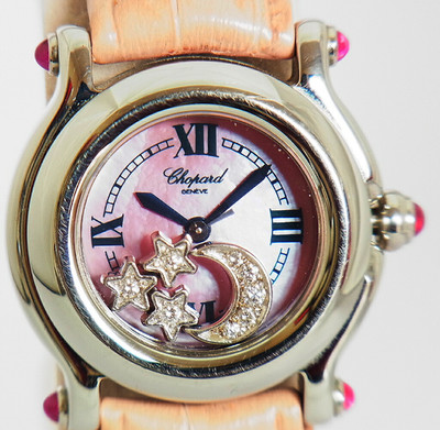 Chopard Happy Sport Wristwatch Moon Star Diamond Pink Shell Quartz 27/8245-21