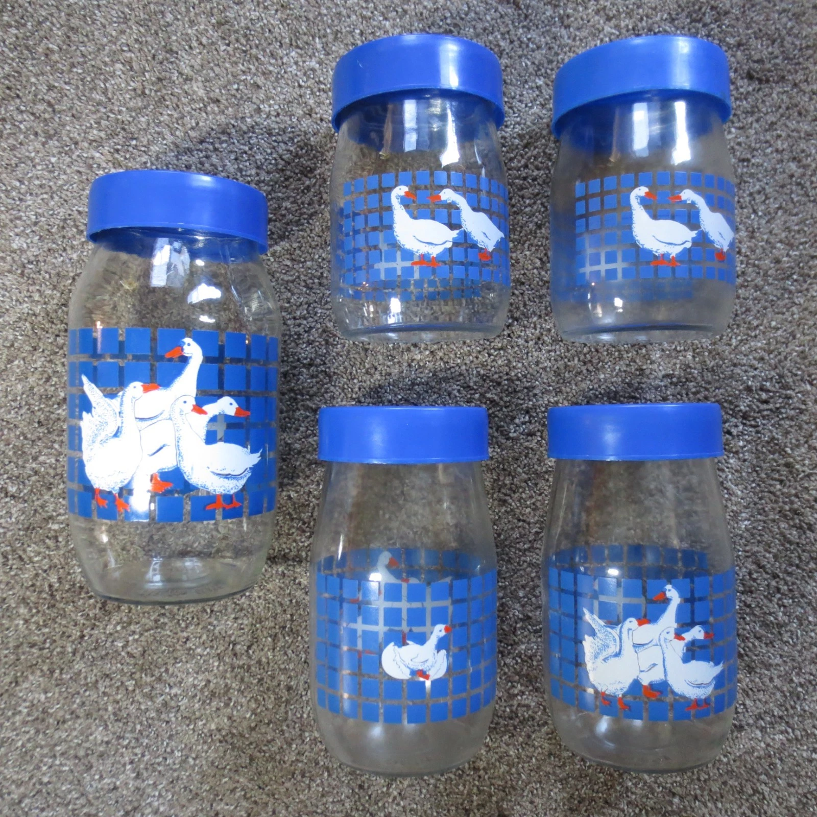Carlton Glass Set of 5 Jars 2L 1.5L 1L Vintage Kitchen Farm House 1980s USA Made