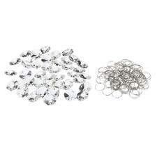 50 Pack K9 Crystal Octagon Beads 2 Holes Pendants with Ring 16mm Clear