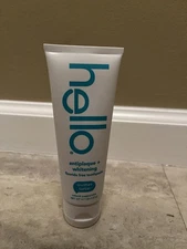 New hello Antiplaque + Whitening Fluoride Free Toothpaste - 4.7 oz Expires 2026