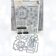 Simon Says Stamp FREESTYLE FLOWERS Floral 6x8 Rubber Stamps Dies
