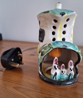 Schöner Kinder Keramik Stiefelschuh mit Hasen Nachttischlampe