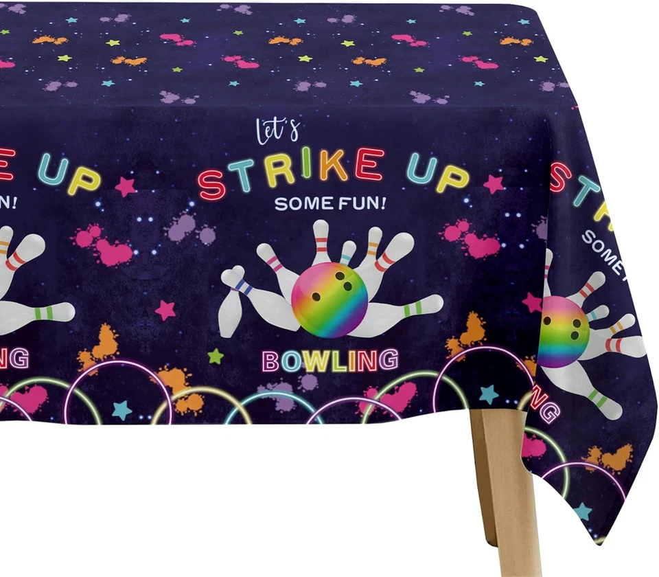 Paquete de 3 manteles desechables cubierta bolos cumpleaños fiesta suministros Let'S Strike Foto 3 de 4