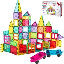 26 or 100 Pcs Magna Tiles Clear Colors Magnetic Building Toy Magnet Blocks Kids