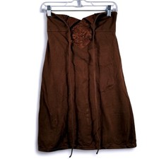 Vintage American Eagle Womens XS Strapless Cotton Brown Beaded Boho Y2K 90s