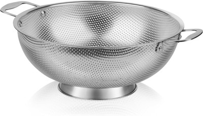 Large 6-Qt Colander, 18/8 Stainless Steel Mesh Strainer for Kitchen, Food Sieve