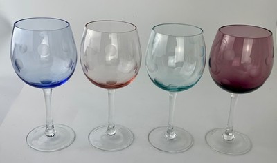 Waterford Marquis Crystal Polka Dot Wine / Water Drinking Glasses  set of 4