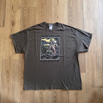Vintage Ray Troll Brown Mens XL Shirt Hook Line And Thinker Fishing Fish  Art